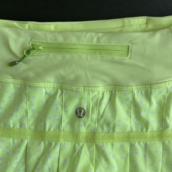 Lululemon Pace Setter Skirt Sz 2 Neon Petit/Polka Dot Ruffle Tennis Skort - Picture 3 of 6